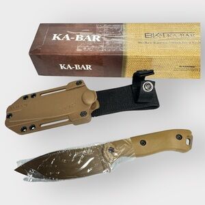 Ka-Bar BK19 Becker Nessmuk BLACK 1095 Steel Fixed Blade 4.3" + Sheath New BOX